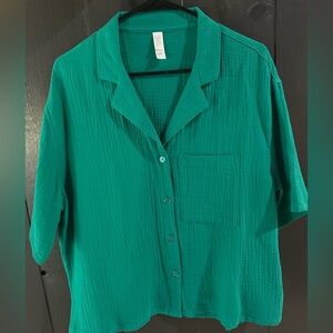 Teal button down